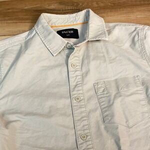 DU/ER Mens Button Down Shirt Long Sleeve Small Casual Beige Khaki Stone